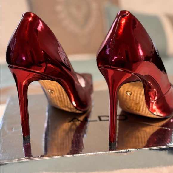 Aldo Glossy Red Heels Size 9 - Picture 2 of 9